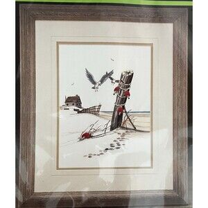 Vtg Creative Expressions 1024 “Season's End” Beach Ocean 9”x12” Crewel Kit 1983